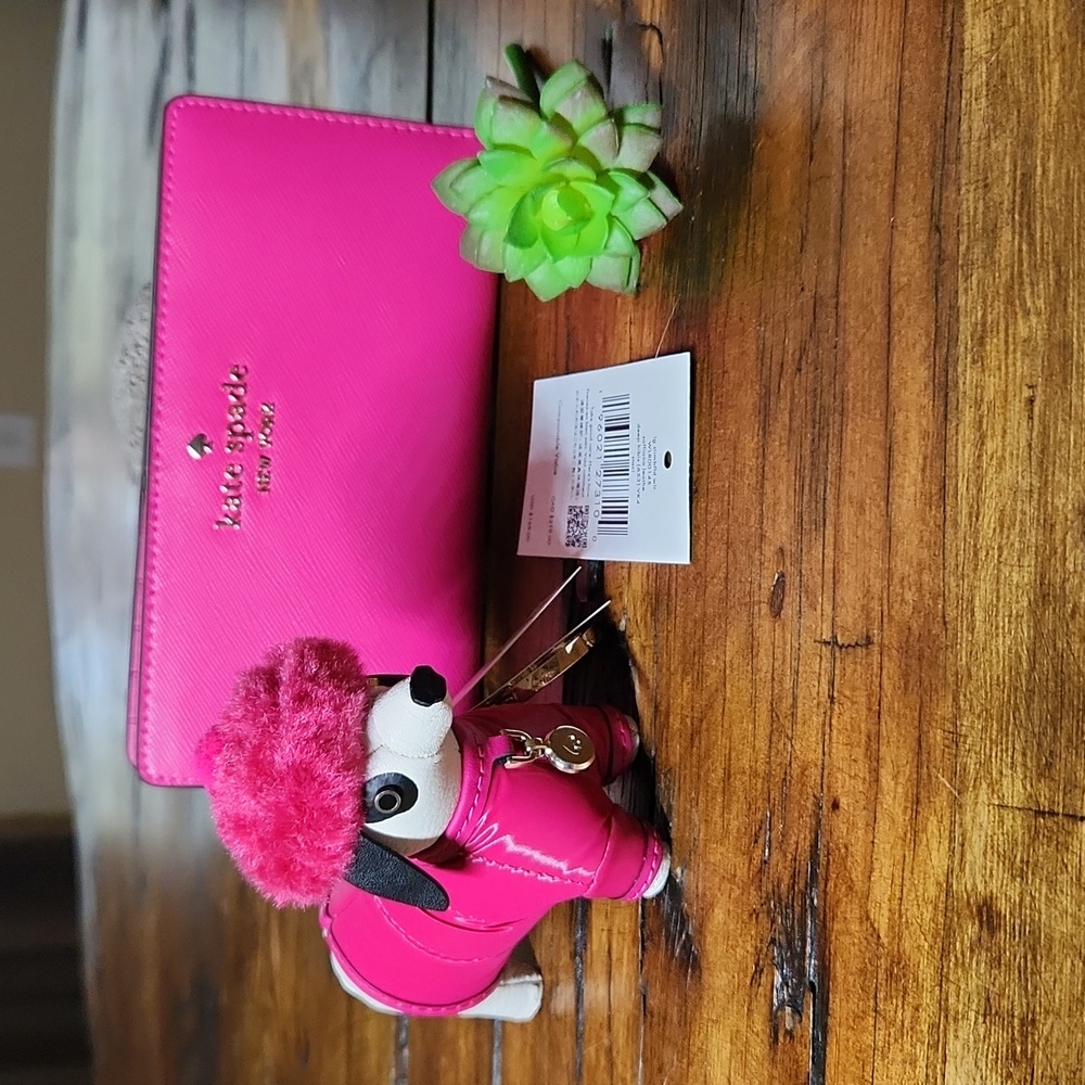 Kate Spade Staci Large Slim Bifold Wallet + Claude Festive Dachshund Key…